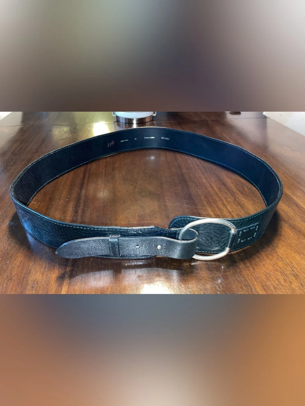 J. Jill Black Wide Adjustable Belt Ring Buckle Solid Women XL Made in Italy 55”
